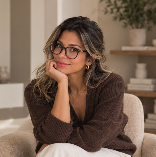 Daniela seated in her studio